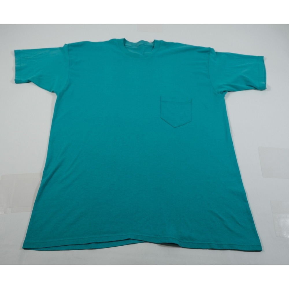 Unbranded Pocket Tee Mens XL Teal Vintage 90s Grunge Look Short Sleeve T-Shirt
